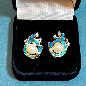 Blue/Green Opalescent Earrings